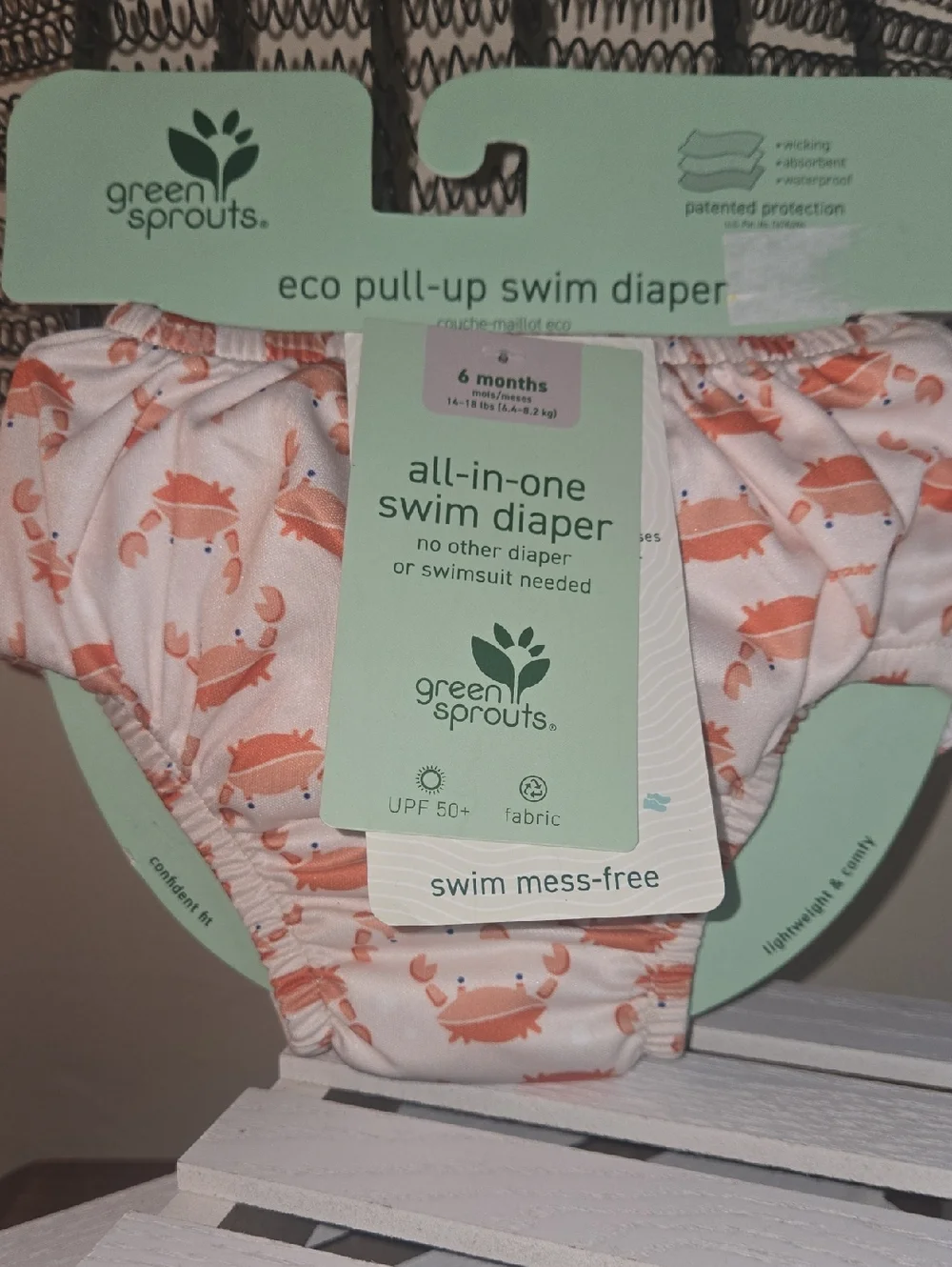 Green Sprouts Coral Crab Eco Pull-Up Swim Diaper - 6 Months